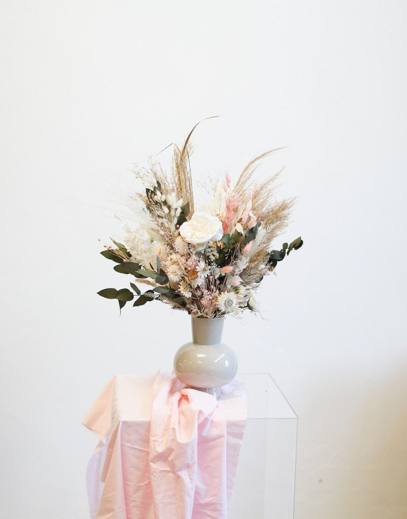hiddenbotanicsweddings Bouquets Colourful Dried & Artificial Flowers Bridal Bouquet - Off-White & Pink