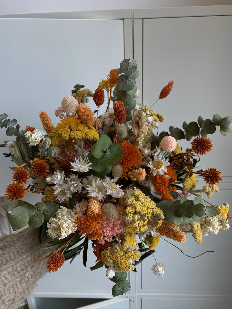 hiddenbotanicsweddings Bouquets Colourful Dried Flowers Bridal Bouquet - Sunset Orange & Yellow