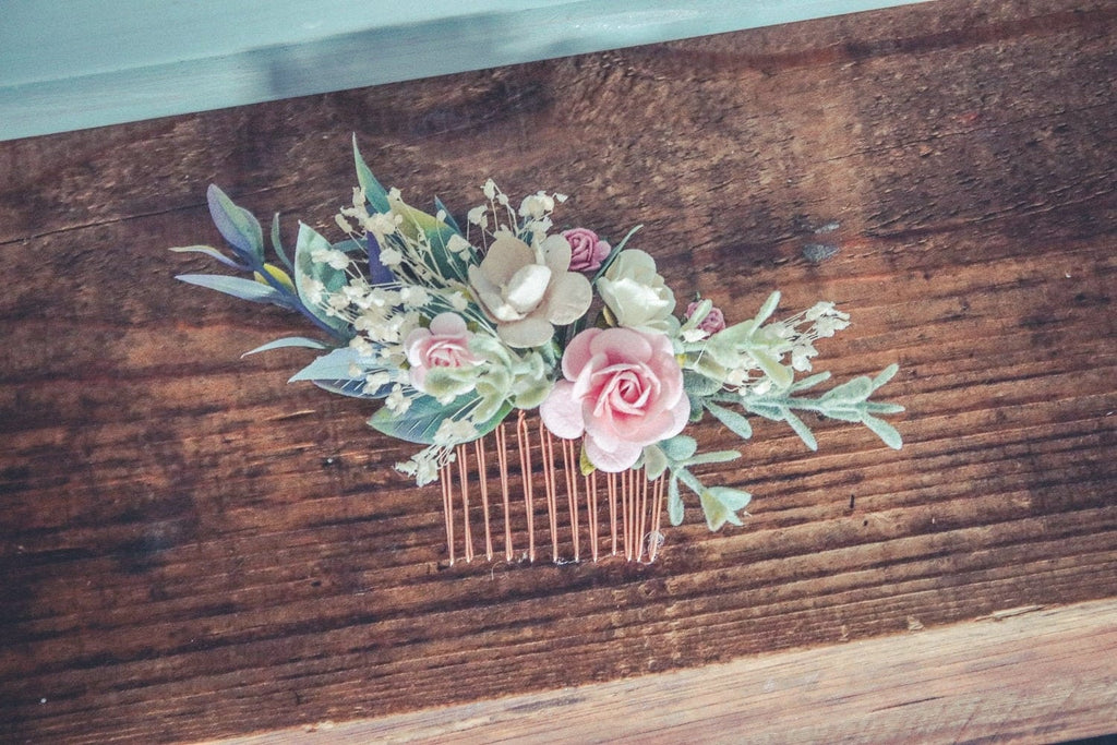 hiddenbotanicsweddings Hair Combs Vintage Flower Comb- Wedding Pastel Bridal Comb - Bridal shower - Wedding Hen - Bridesmaid Gift - Graduation