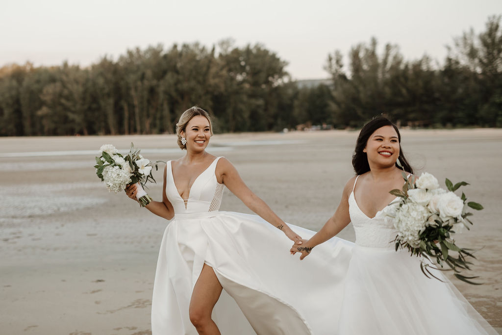 How Lesbian Brides Can Coordinate Their Outfits (While Still Keeping Them a Surprise)