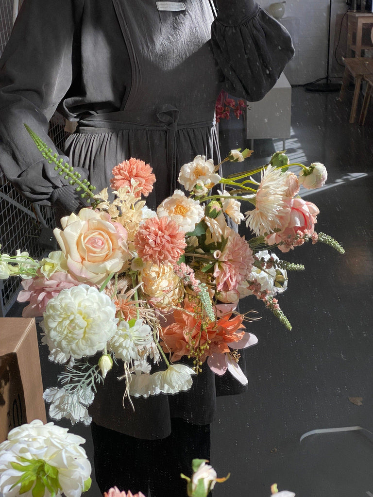 hiddenbotanicsweddings Bouquets Artifical Flowers Bridal Bouquet - Spring Peach & White