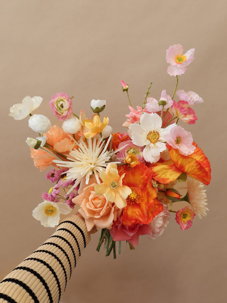 hiddenbotanicsweddings Bouquets Colourful Artificial Flowers Bridal Bouquet - Pastel Orange & Cream