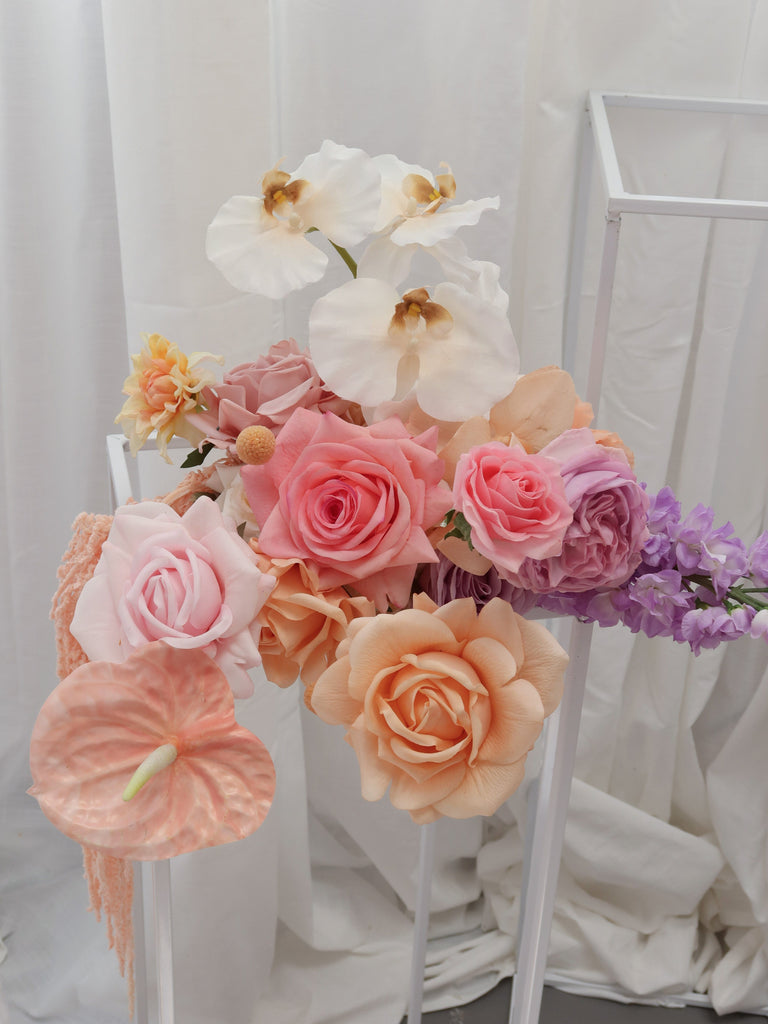 hiddenbotanicsweddings Bouquets Colourful Artificial Flowers Bridal Bouquet - Pastel Peach & Pink