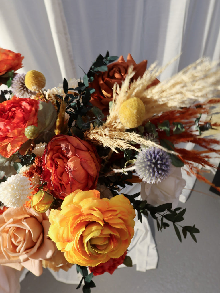 hiddenbotanicsweddings Bouquets Colourful Dried and Artificial Flowers Bridal Bouquet - Natural Orange & Red