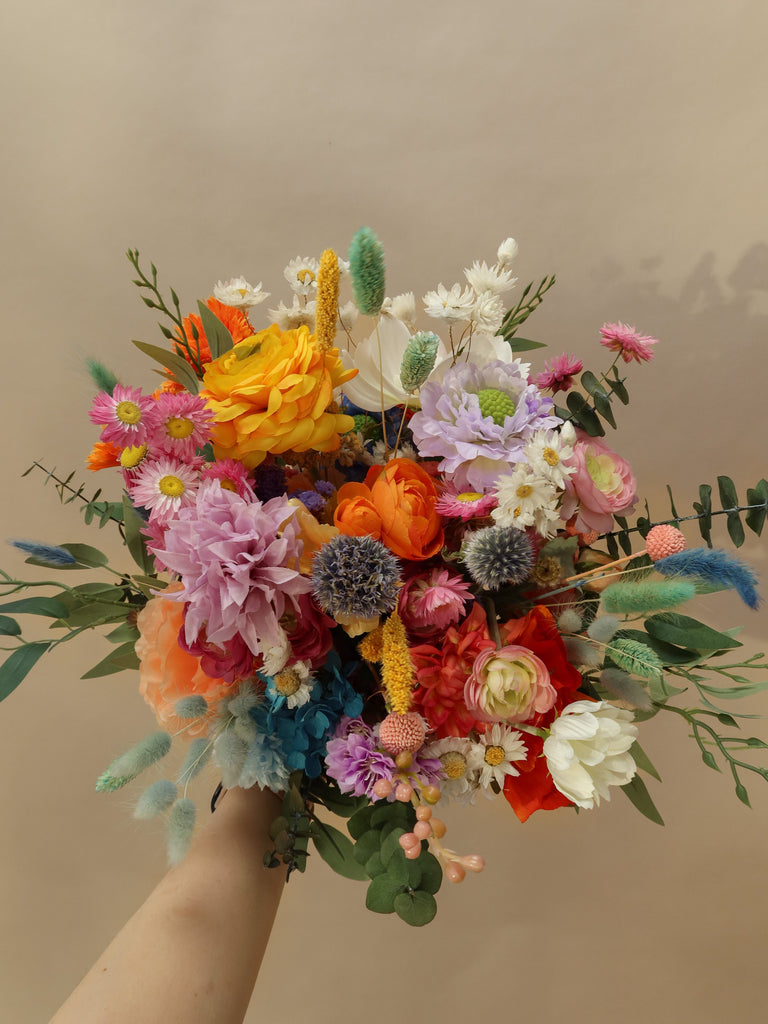 hiddenbotanicsweddings Bouquets Colourful Dried and Artificial Flowers Bridal Bouquet - Tropical Peach & Pink