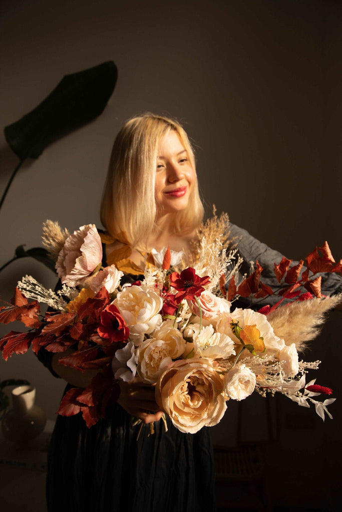 hiddenbotanicsweddings Bouquets Colourful Dried & Artificial Flowers Bridal Bouquet - Autumn Orange & Cream
