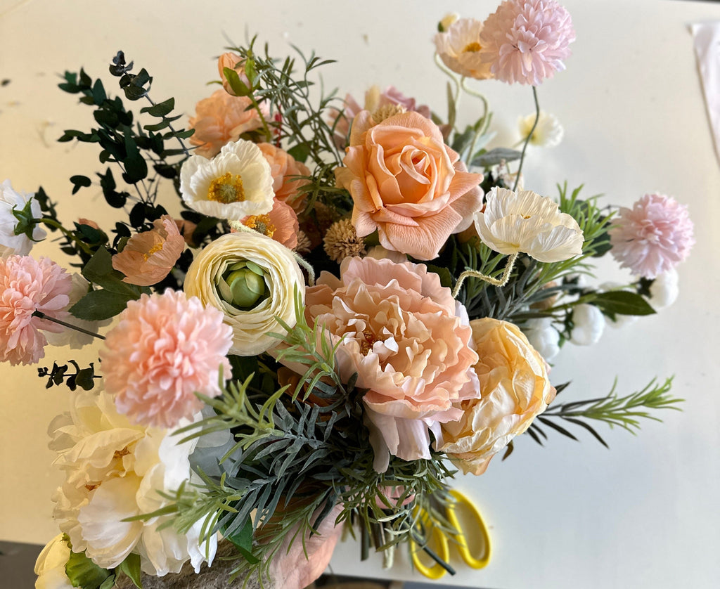 hiddenbotanicsweddings Bouquets Colourful Dried & Artificial Flowers Bridal Bouquet - Eucalyptus Green & Peach