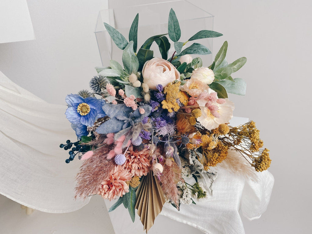 hiddenbotanicsweddings Bouquets Colourful Dried & Artificial Flowers Bridal Bouquet - Pastel Purple & Yellow