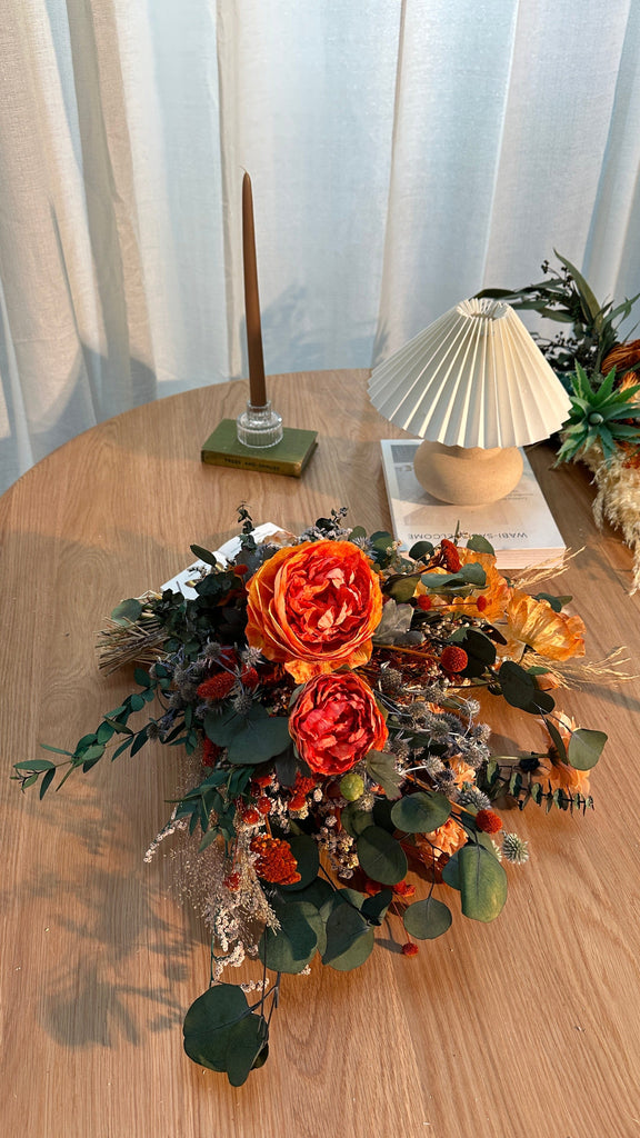 hiddenbotanicsweddings Bouquets Colourful Dried & Artificial Flowers Bridal Bouquet - Vivid Orange & Green