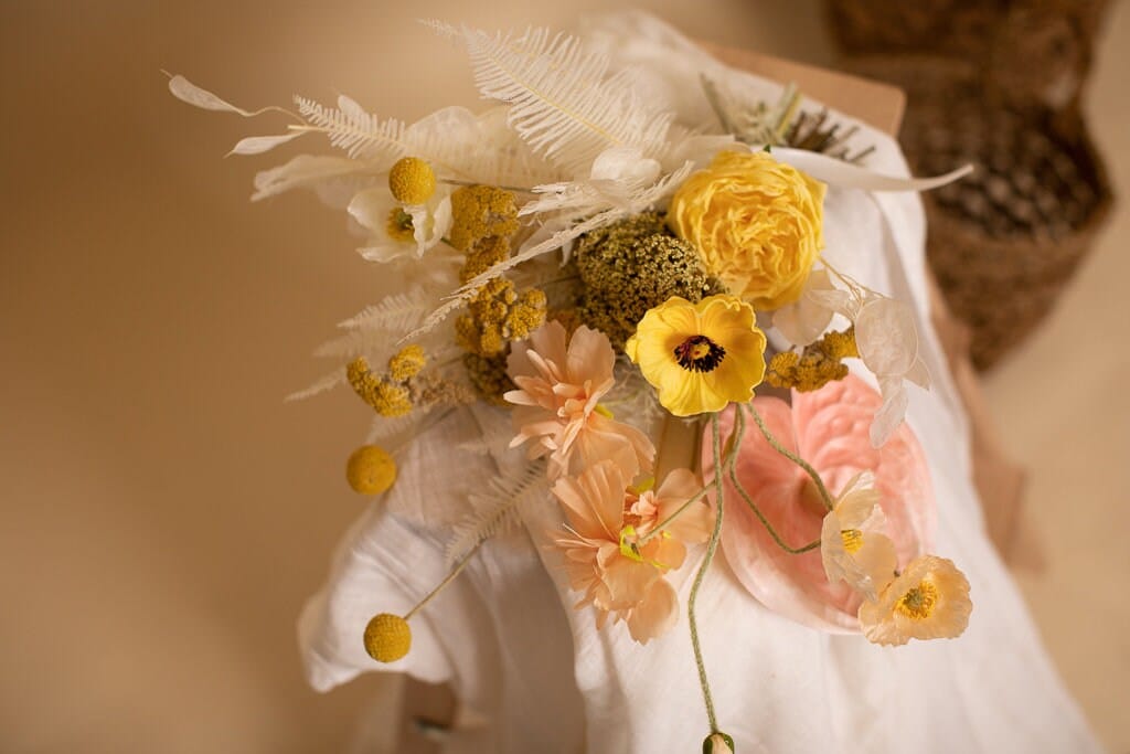 hiddenbotanicsweddings Bouquets Colourful Dried & Artifiical Flowers Bridal Bouquet - Sunshine Yellow & Peach