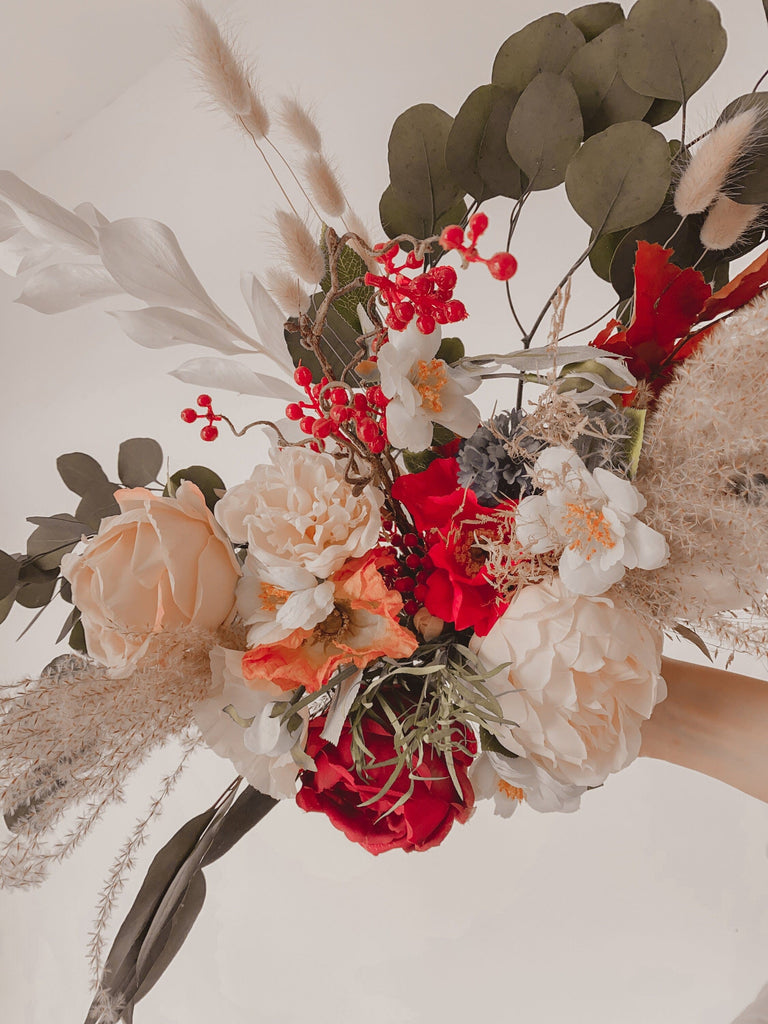 hiddenbotanicsweddings Bouquets Dried & Artifical Flowers Bridal Bouquet - Dark Red & Green