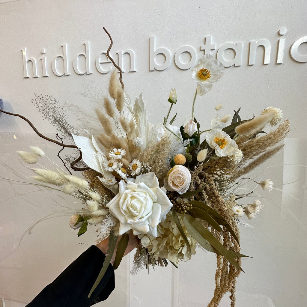 hiddenbotanicsweddings Bouquets Dried & Artificial Flowers Bridal Bouquet - Earthy Cream & White