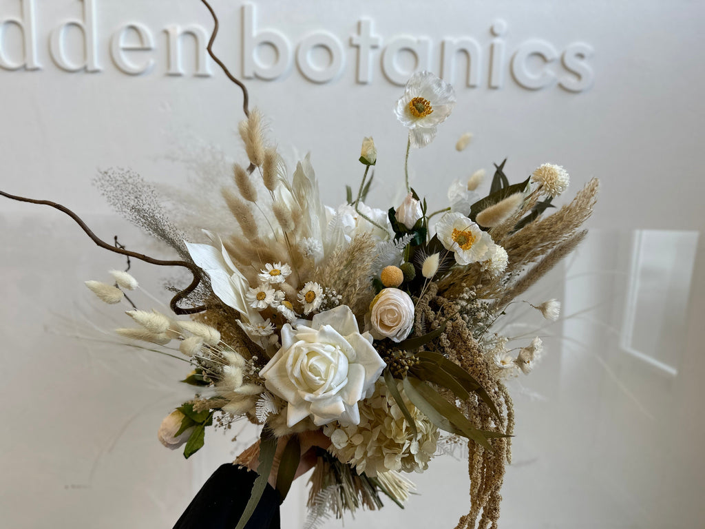 hiddenbotanicsweddings Bouquets Dried & Artificial Flowers Bridal Bouquet - Earthy Cream & White