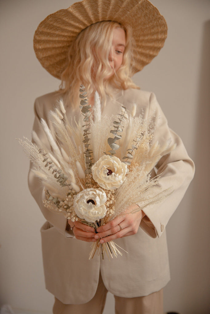 hiddenbotanicsweddings Bouquets Dried & Artificial Flowers Bridal Bouquet - Off-White & Cream No. 1
