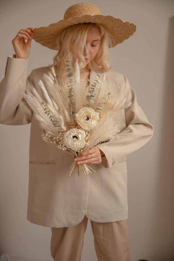 hiddenbotanicsweddings Bouquets Dried & Artificial Flowers Bridal Bouquet - Off-White & Cream No. 1