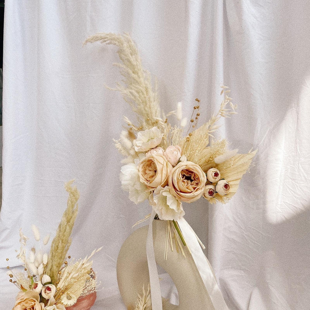 hiddenbotanicsweddings Bouquets Dried & Artificial Flowers Bridal Bouquet - Pale Peach & Cream