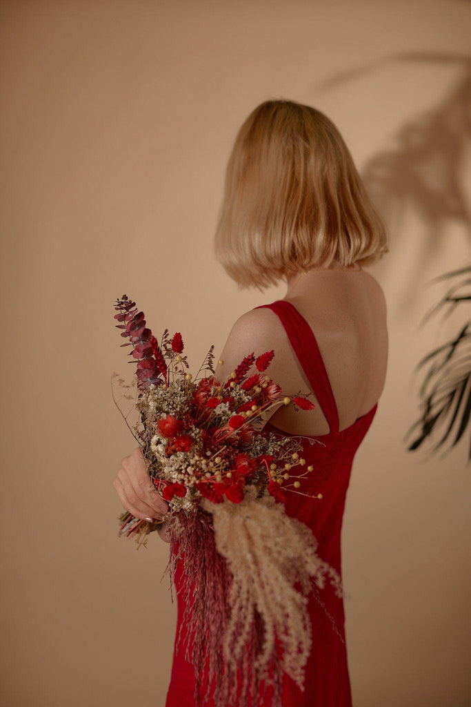 hiddenbotanicsweddings Bouquets Dried Flowers Bridal Bouquet - Autumn Red & Brown