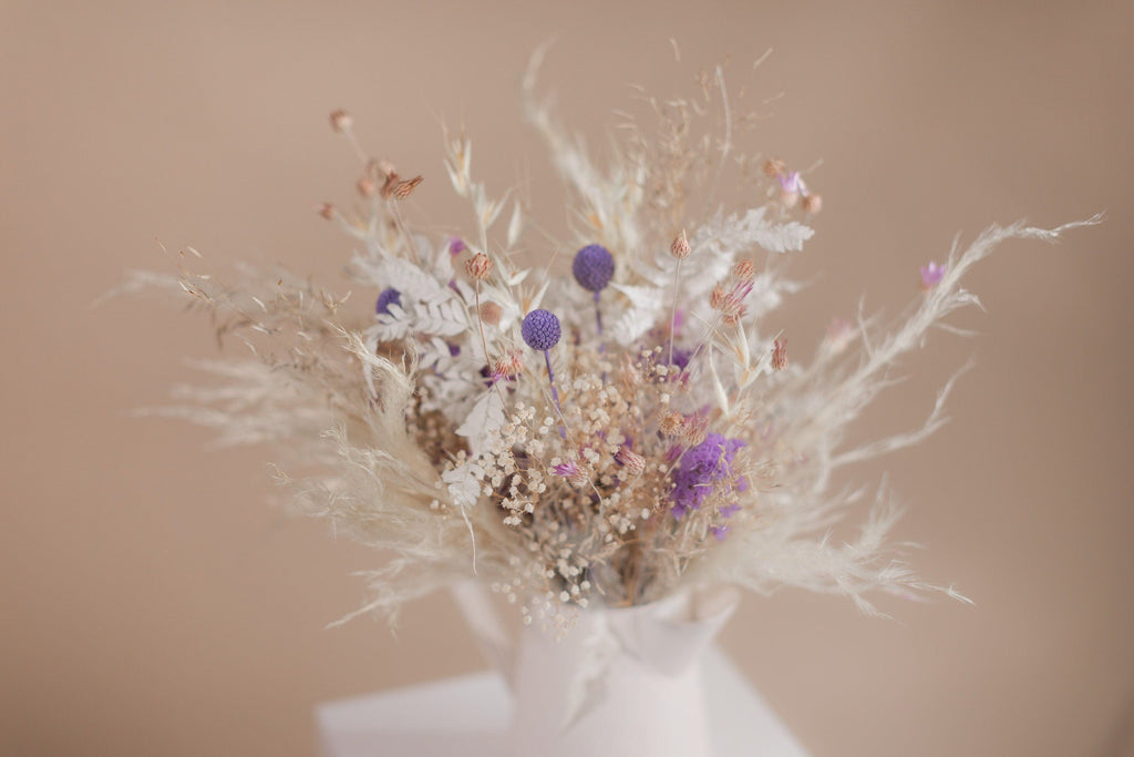 hiddenbotanicsweddings Bouquets Dried Flowers Bridal Bouquet - Bleached White & Purple
