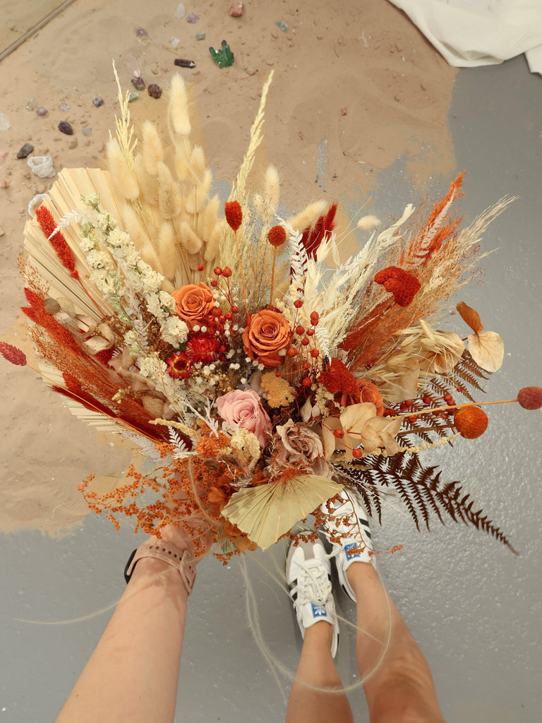 hiddenbotanicsweddings Bouquets Dried Flowers Bridal Bouquet - Pastel Orange & Cream