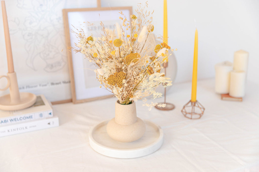 hiddenbotanicsweddings Bouquets Dried Flowers Bridal Bouquet - Snowy White & Yellow
