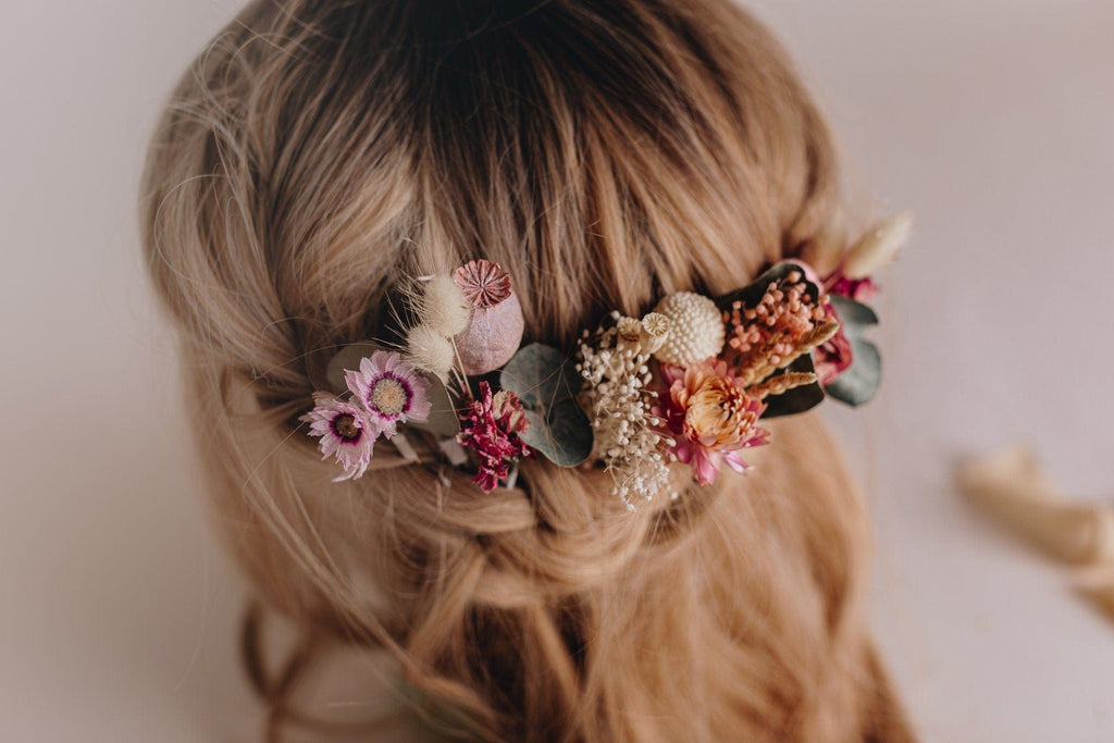 hiddenbotanicsweddings Hair Pin Sets Fragrant Eucalyptus & Dried Pink Roses 15 piece Hair Pins  Set, Boho Hair Pins, Wedding Hair Pins, Flower Pin Set