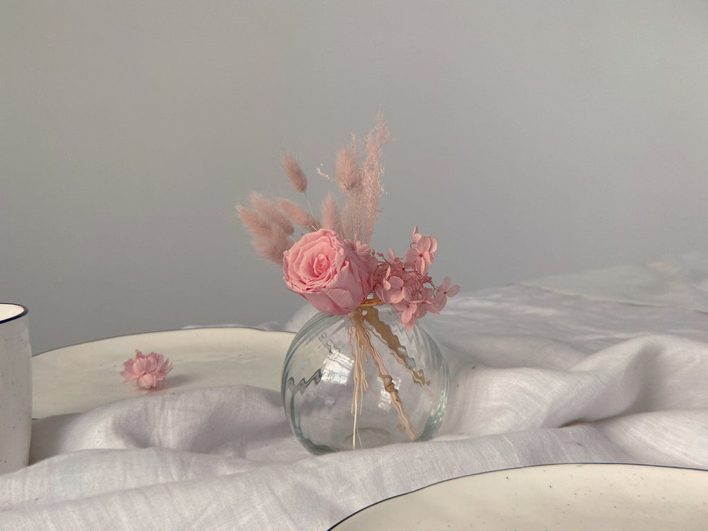 Floral Home Decorations Floral Home Decorations All Pink Preserved Rose and Hydrangea Floral Vase Arrangment / Dried Flower Arrangment