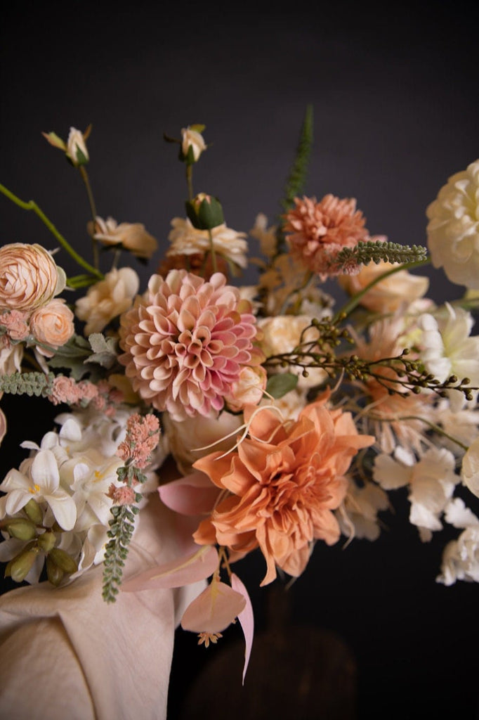 hiddenbotanicsweddings Bouquets Artifical Flowers Bridal Bouquet - Spring Peach & White