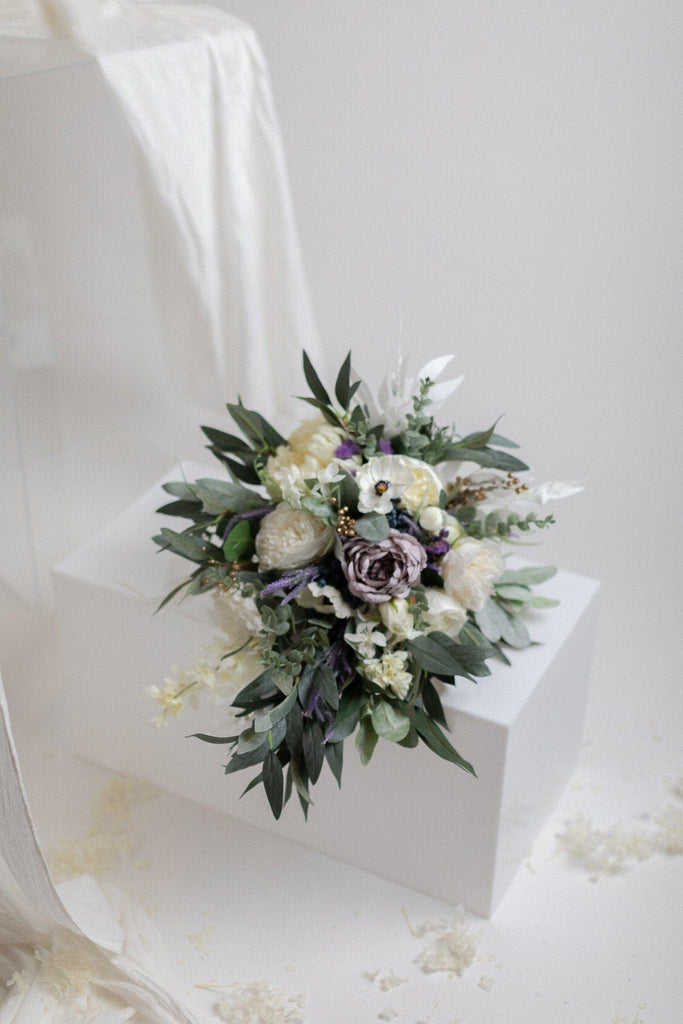hiddenbotanicsweddings Bouquets Artificial Flowers Bridal Bouquet - Pastel Lilac & White