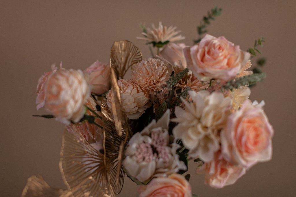 hiddenbotanicsweddings Bouquets Artificial Flowers Bridal Bouquet - Pastel Peach & Pink