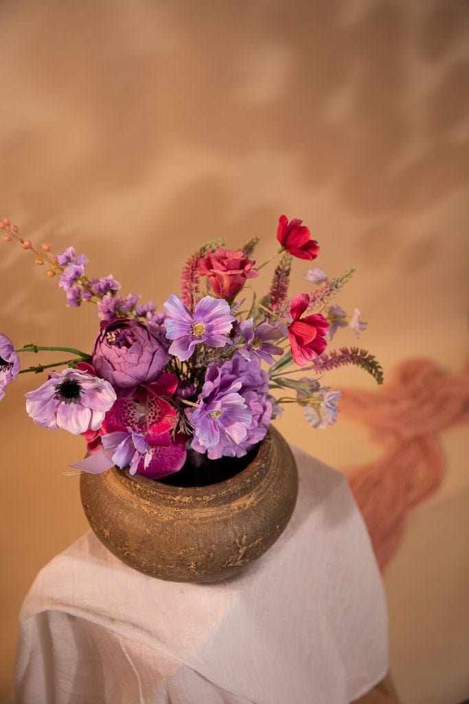 hiddenbotanicsweddings Bouquets Colourful Artificial Flowers Bridal Bouquet - Light Red & Purple