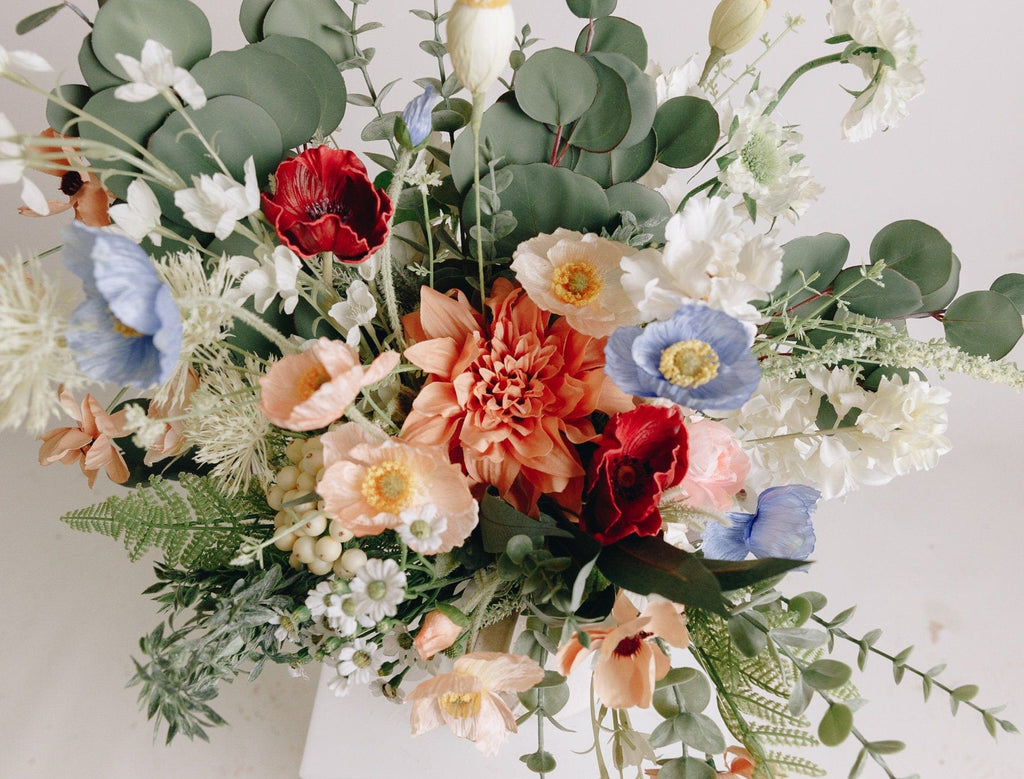 hiddenbotanicsweddings Bouquets Colourful Artificial Flowers Bridal Bouquet - Soft Green & Peach