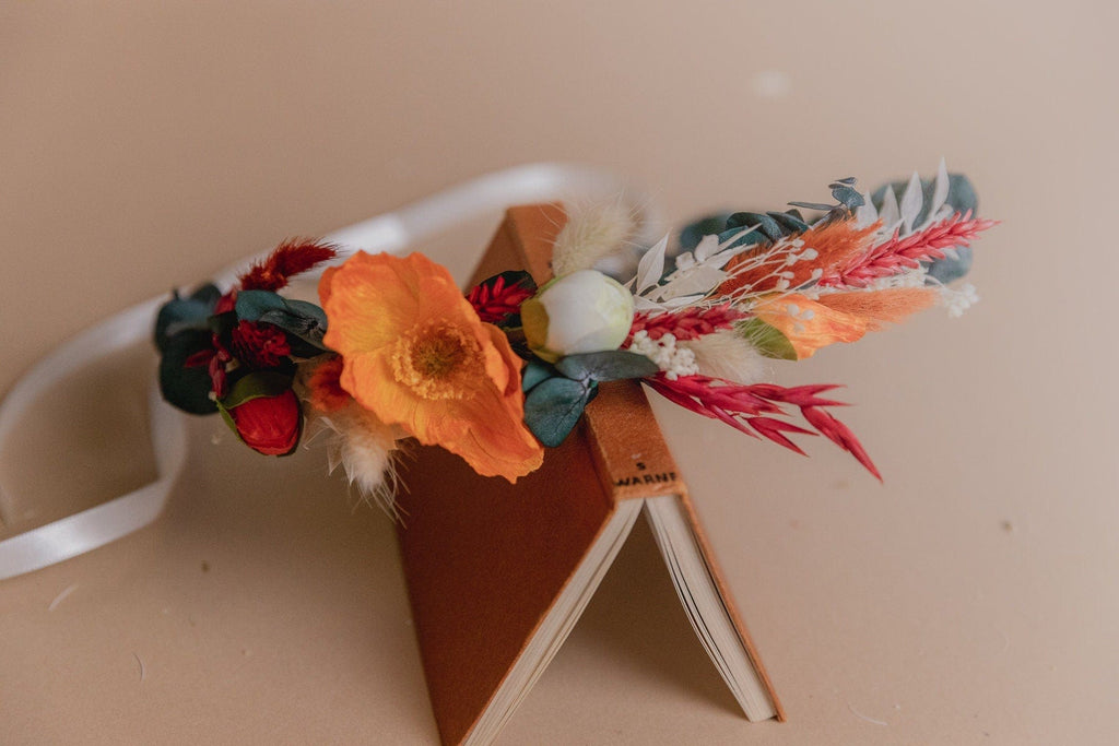 hiddenbotanicsweddings Bouquets Colourful Dried & Artificial Flowers Bridal Bouquet - Burnt Orange & Green No. 2