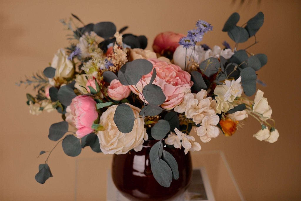 hiddenbotanicsweddings Bouquets Colourful Dried & Artificial Flowers Bridal Bouquet - Forest Green & Pink