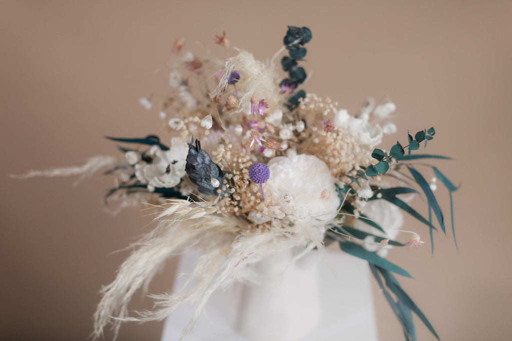hiddenbotanicsweddings Bouquets Colourful Dried & Artificial Flowers Bridal Bouquet - Off-White & Green No:2
