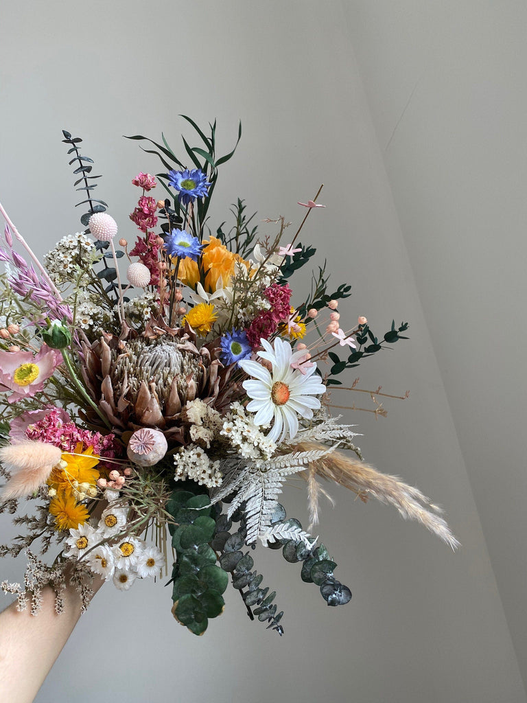 hiddenbotanicsweddings Bouquets Colourful Dried & Artificial Flowers Bridal Bouquet - Pastel Pink & Green