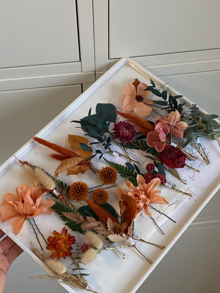 hiddenbotanicsweddings Bouquets Colourful Dried & Artificial Flowers Bridal Bouquet - Rustic Red & Orange