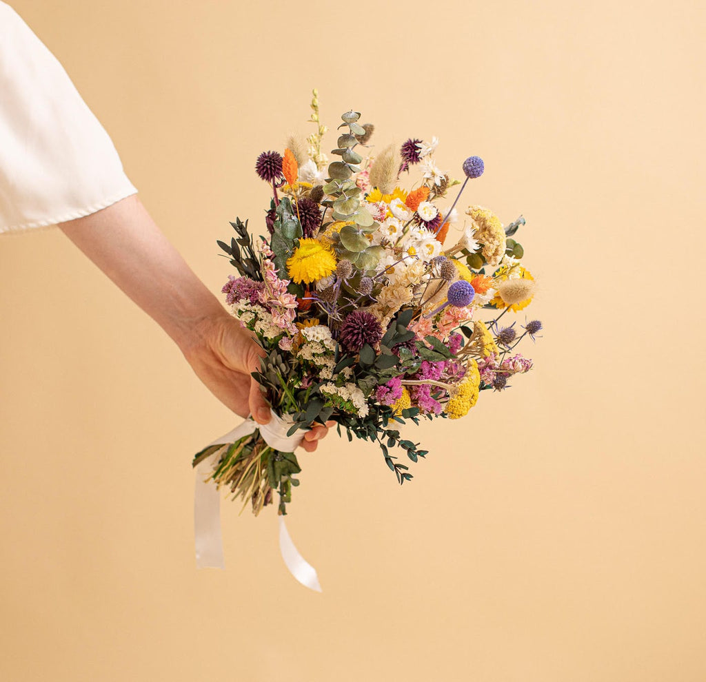 hiddenbotanicsweddings Bouquets Colourful Dried Flower Bridal Bouquet - Golden Yellow & Green No.1
