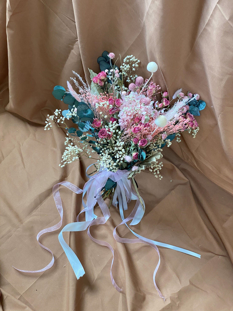 hiddenbotanicsweddings Bouquets Colourful Dried Flowers Bridal Bouquet - Blush Pink & Green
