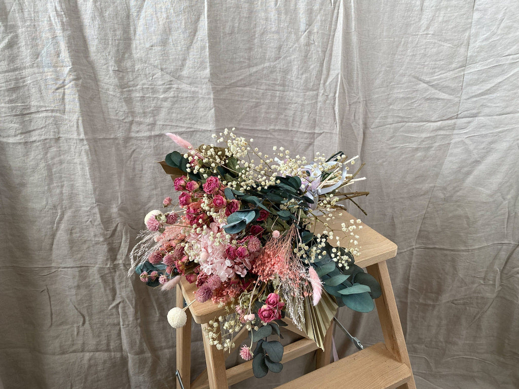 hiddenbotanicsweddings Bouquets Colourful Dried Flowers Bridal Bouquet - Blush Pink & Green