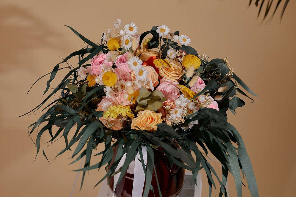 hiddenbotanicsweddings Bouquets Colourful Dried Flowers Bridal Bouquet - Forest Green & Peach