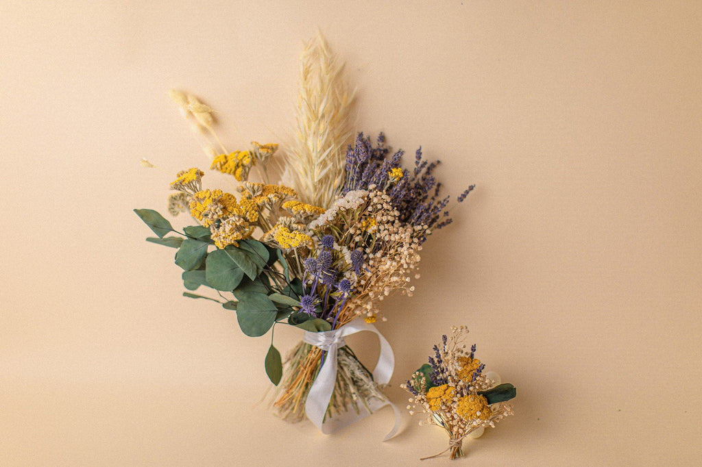 hiddenbotanicsweddings Bouquets Colourful Dried Flowers Bridal Bouquet - Lavender Purple & Yellow