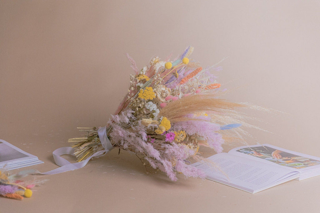 hiddenbotanicsweddings Bouquets Colourful Dried Flowers Bridal Bouquet - Pastel Lilac & Yellow