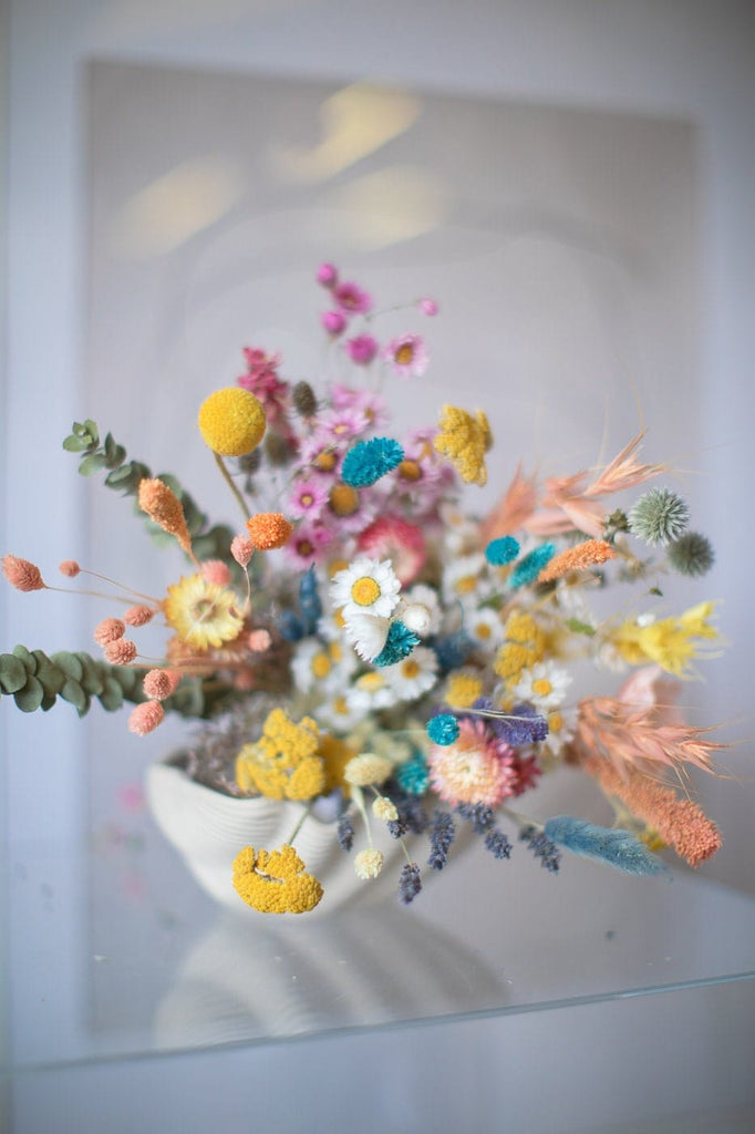 hiddenbotanicsweddings Bouquets Colourful Dried Flowers Bridal Bouquet - Teal Blue & Yellow