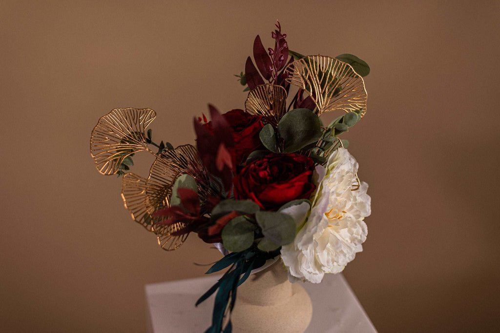 hiddenbotanicsweddings Bouquets Dried & Artificial Flowers Brial Bouquet - Burgundy Red & Green