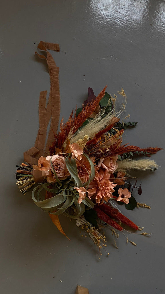 hiddenbotanicsweddings Bouquets Dried & Artificial Flowers Bridal Bouquet - Burnt Orange & Green No. 3