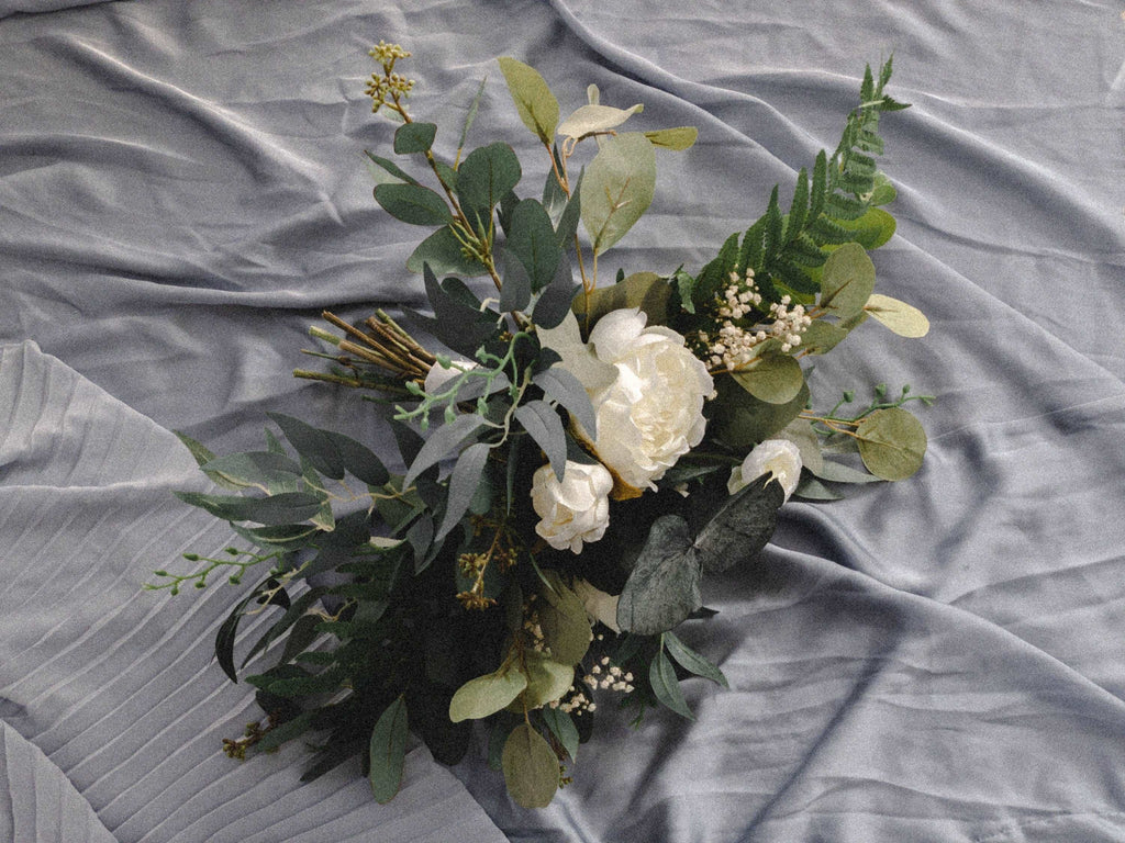 hiddenbotanicsweddings Bouquets Dried & Artificial Flowers Bridal Bouquet - Forest Green & White No. 2