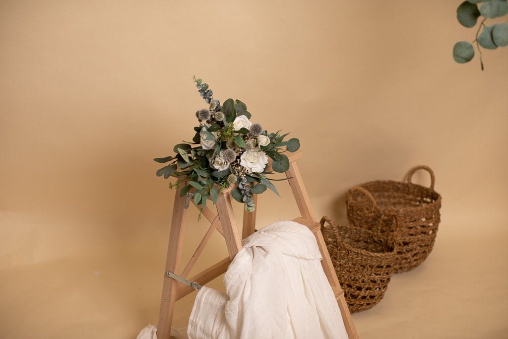 hiddenbotanicsweddings Bouquets Dried & Artificial Flowers Bridal Bouquet - Forest Green & White No. 3