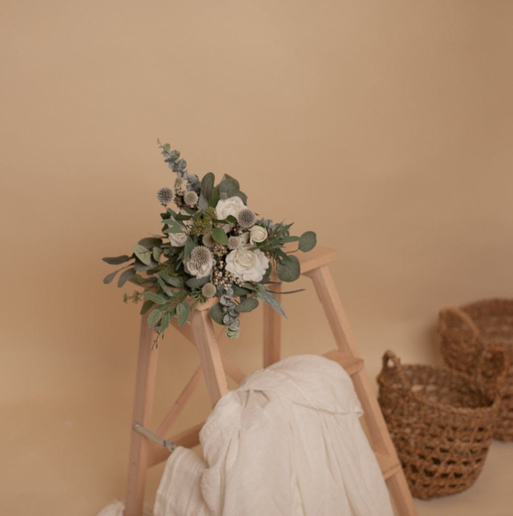 hiddenbotanicsweddings Bouquets Dried & Artificial Flowers Bridal Bouquet - Forest Green & White No. 3