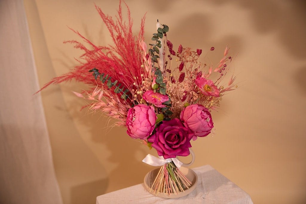 hiddenbotanicsweddings Bouquets Dried & Artificial Flowers Bridal Bouquet - Hot Pink & Green