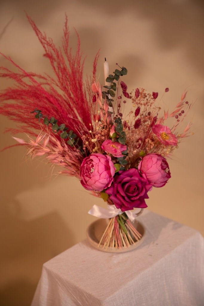 hiddenbotanicsweddings Bouquets Dried & Artificial Flowers Bridal Bouquet - Hot Pink & Green